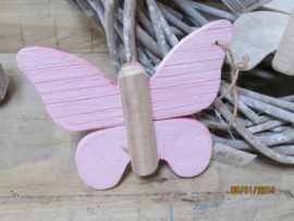 Vlinder 17 cm roze