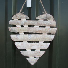 houten hart 45 cm wit/naturel