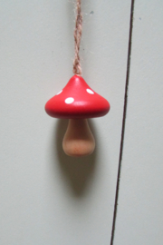 Paddenstoel rood/wit 4,5 cm punt