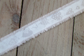 Lint met hartjes zacht roze 2 cm breed, per meter