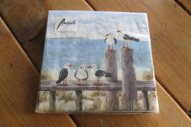Servetten Seagulls on the dock (normaal formaat)