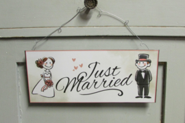 Just married (metalen bordje) 30 cm