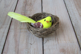 Vogeltje met nestje geel