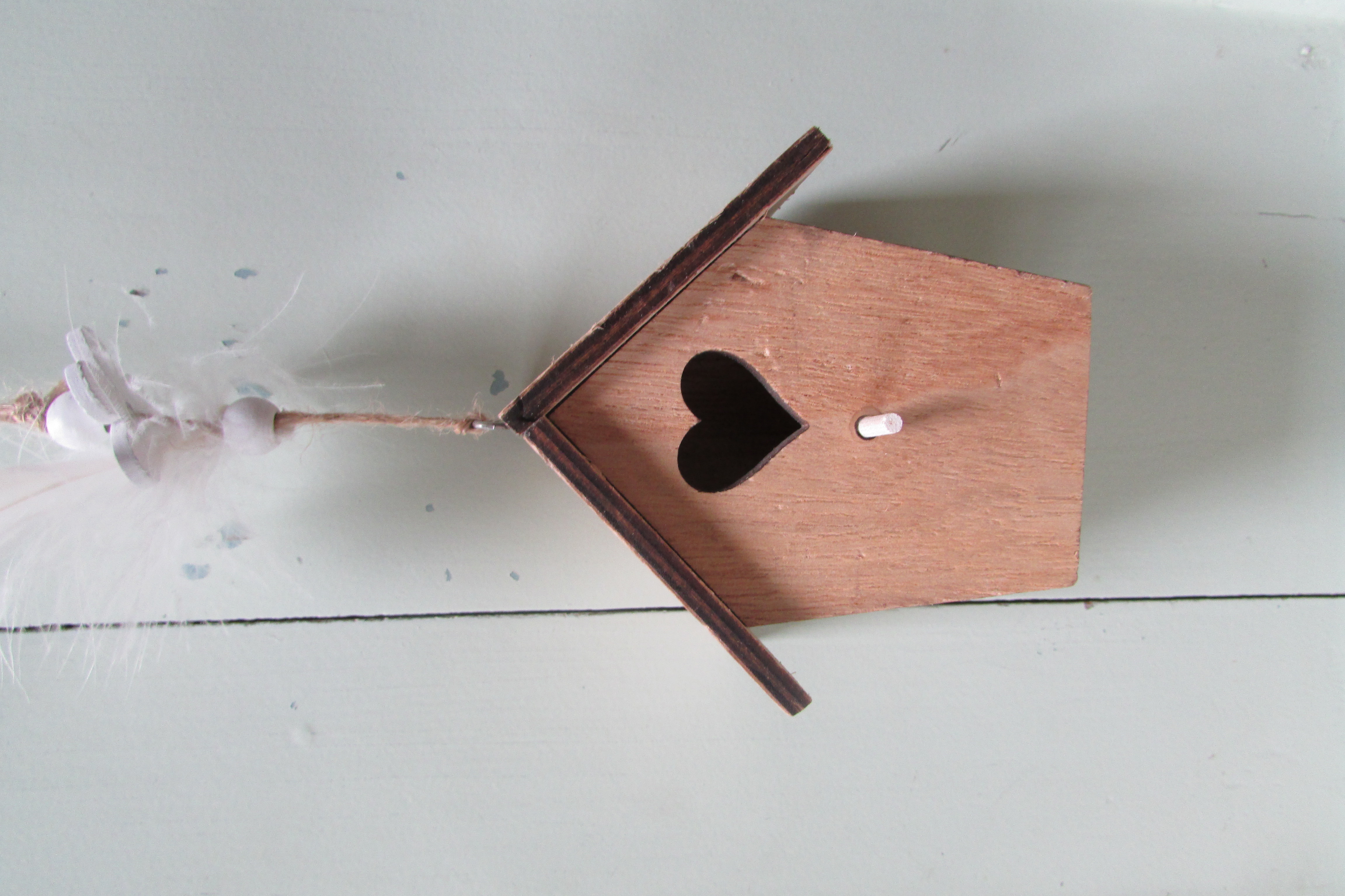 Vogelhuisje 10 cm naturel/wit (D265)