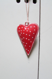Hartje van metaal rood/wit 8cm