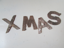 XMAS letters van schors 7cm