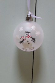 Kerstbal sneeuwpop 4 stuks 6 cm (nr32)