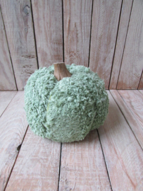 Pompoen van stof  groen 16 cm
