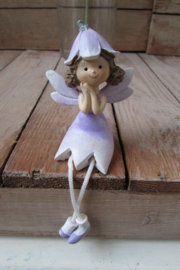 Fairy tail meisje lila met bungelbeentjes 7 cm (BB87)