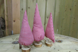Kerstboom rood/wit geruit 31 cm