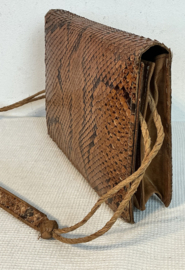 fijne slangen lederen schoudertas