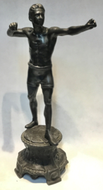 2 boxing men Antique zamac statue sculpture skulptur signed L. Piedboeuf 19th C.