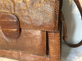 unieke ruime  vintage tas, snake skin, jaren 50