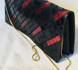 lederen patchwork schoudertas -handtas clutch