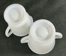 Fire King, mek en suiker setje ,melkglas