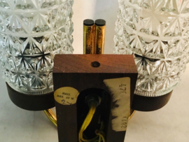 vintage wall lamp , wood and glass, lovely piece 70's