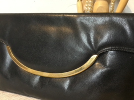 Donkerblauwe clutch avondtas leder ruim