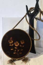 uniek vintage tasje, leder met kunst