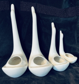 zwanen, keramiek bloempotten, set van 4