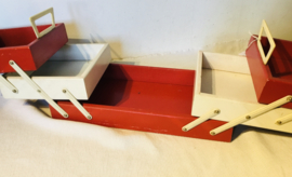naaikoffertje, harmonica . hout