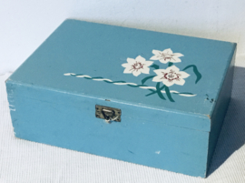 brocante leuke naai of sieraden koffertje, hout