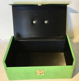 groene skai koffertje, beautycase, opbergen