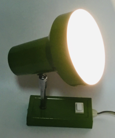 Vintage  green metal desk ,table, wall night lamp  70's