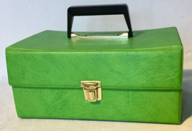 groene skai koffertje, beautycase, opbergen