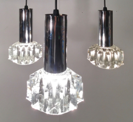Vintage modernist ceiling light lamp metal and glass