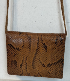 fijne slangen lederen schoudertas