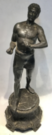 2 boxing men Antique zamac statue sculpture skulptur signed L. Piedboeuf 19th C.