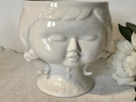 vintage  keramiek hoofdvaas, bloempot , deco
