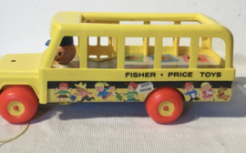 Vintage Fisher Price FP Little People School Bus #192, hout uit 1965