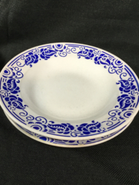 Set diep en plat bord, blauw motief