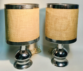 Pair of  Vintage design chrome modernist desk table lamp 1970’s
