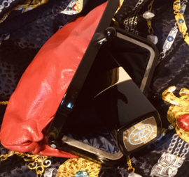 rode skai make -up tasje, celluloid knipsluiting