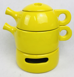 GABBIANELLI Vintage design yellow ceramic tea coffee set by Liisi Beckman Italy