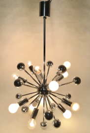 Vintage chrome Sputnik atomic ceiling light Design by Paul De Haan for Jolina