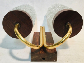 vintage wall lamp , wood and glass, lovely piece 70's