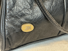 JK  donkerblauwe lederen  schoudertas , clutch