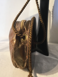 uniek vintage tasje, leder met kunst