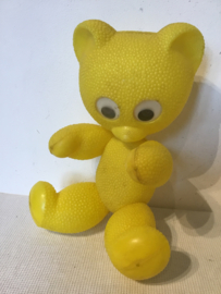 Plastic gele knuffelbeer  jaren 70
