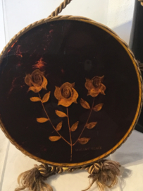 uniek vintage tasje, leder met kunst