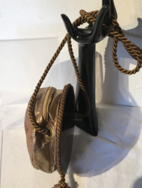 uniek vintage tasje, leder met kunst