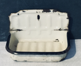 brocante zeepbakje, emaille