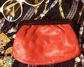 rode skai make -up tasje, celluloid knipsluiting