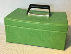 groene skai koffertje, beautycase, opbergen