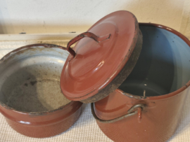 emaille Franse lunchbox,gamel, jaren 30