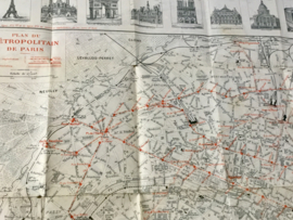 Prachtige oude gids Paris,  met stadskaart  , jaren 20