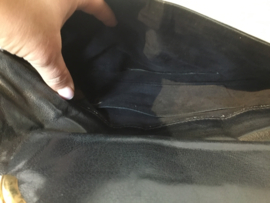 Donkerblauwe clutch avondtas leder ruim
